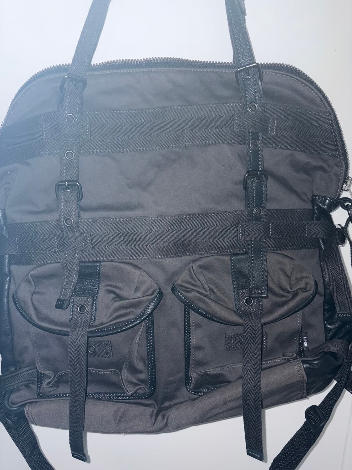 일본 빈티지 LIN-KU 카키 코튼 벨트 가방 노트북 수납 상품이미지3