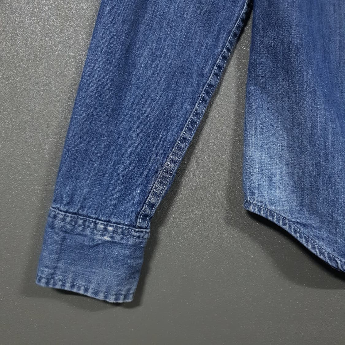 실측 S) 폴로 데님앤서플라이 랄프로렌 웨스턴 투포켓 패치 데님 셔츠 상품이미지3