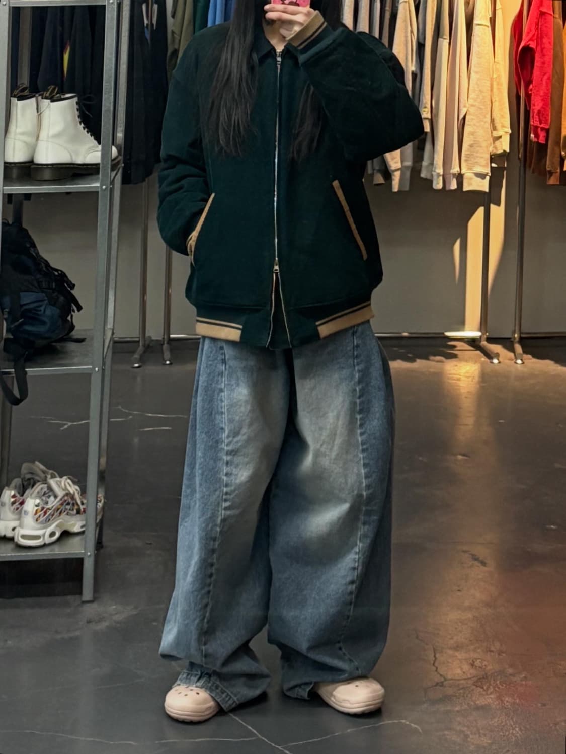 프리즘웍스 코듀로이 다크그린 바시티자켓 A3164 상품이미지1