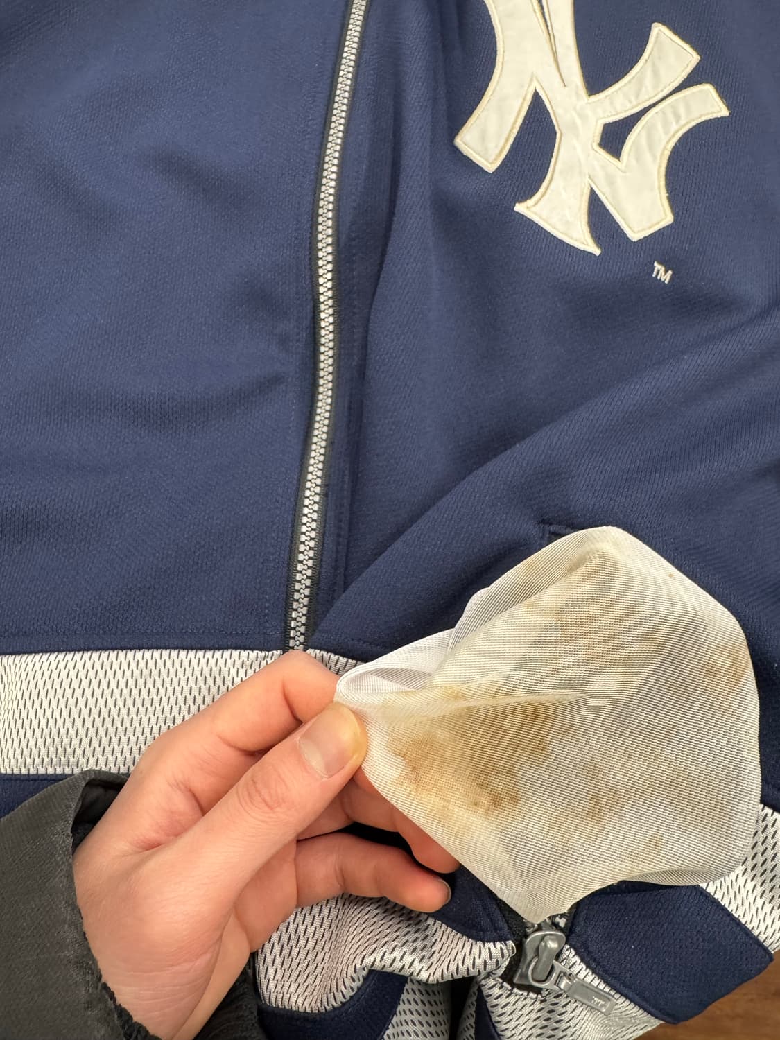 90s MLB X 양키스 트랙자켓 전면 빅로고 포인트 네이비 화이트 상품이미지10