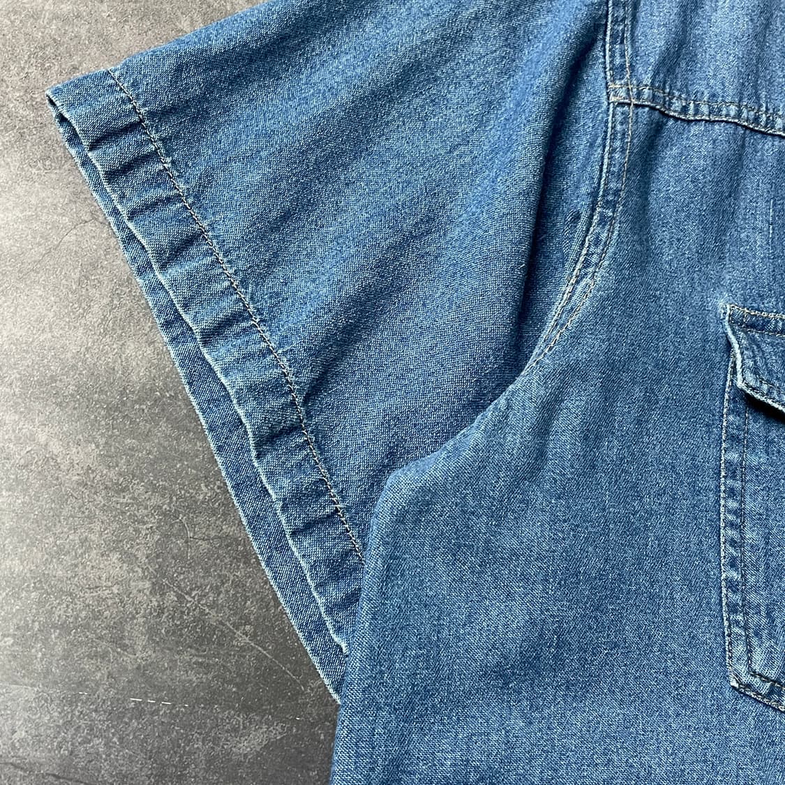 UNKNOWN 빈티지 코튼 데님 웨스턴 반팔 셔츠 A00791 상품이미지5