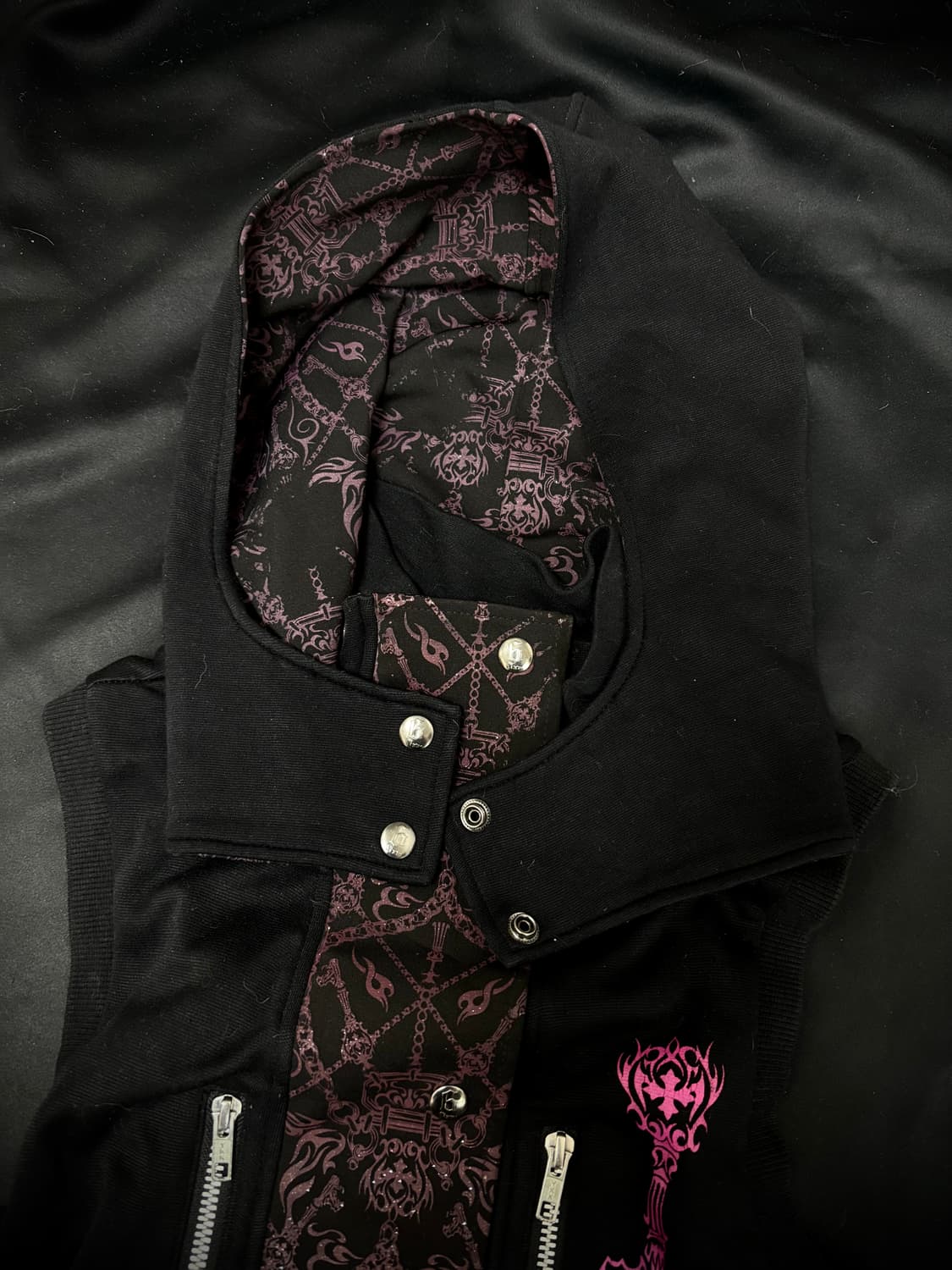 [Nine]00’s Gothic Print Hoodie Vest 상품이미지10