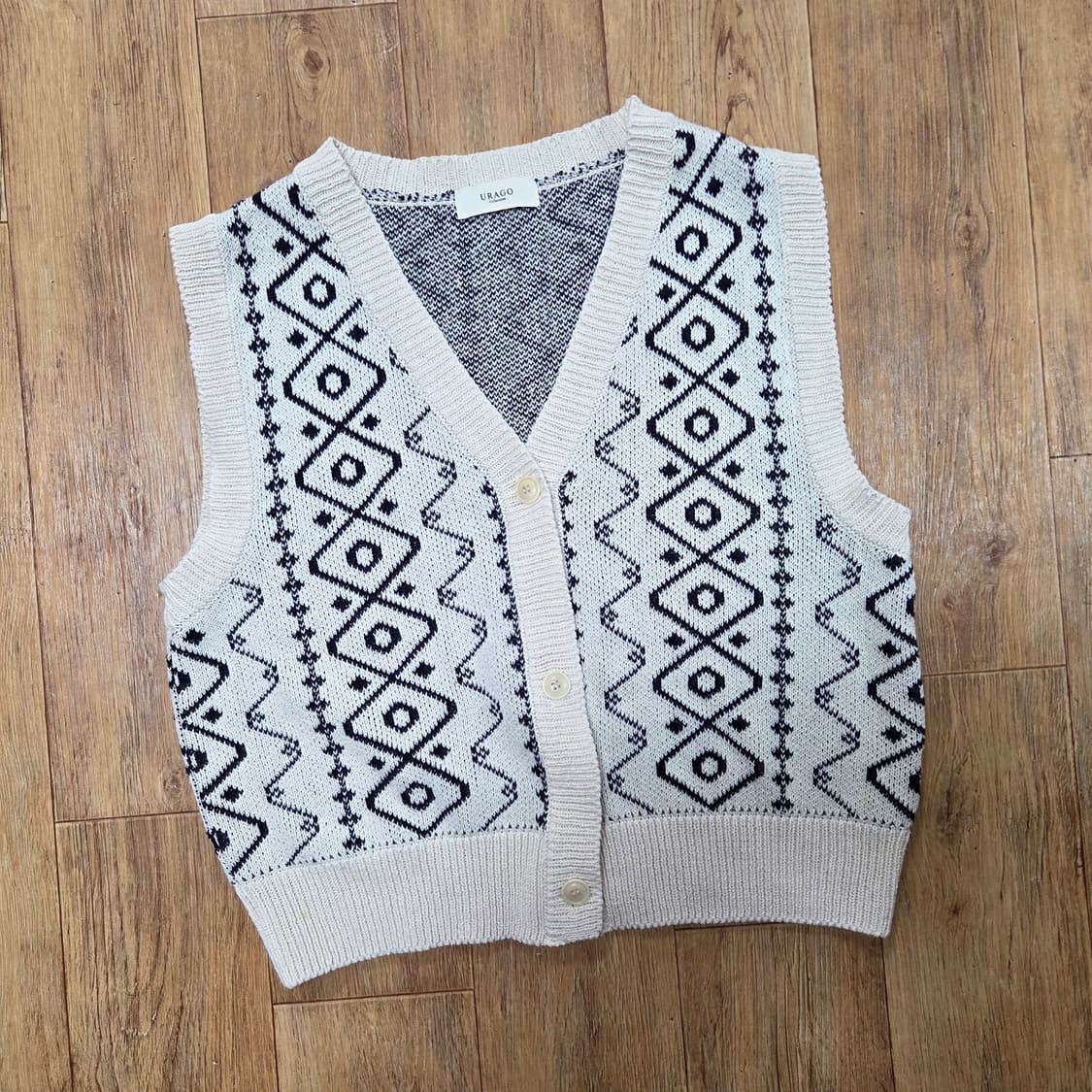 유라고(URAGO) 드로우 자카드 베스트 가디건 프리사이즈 상품이미지3