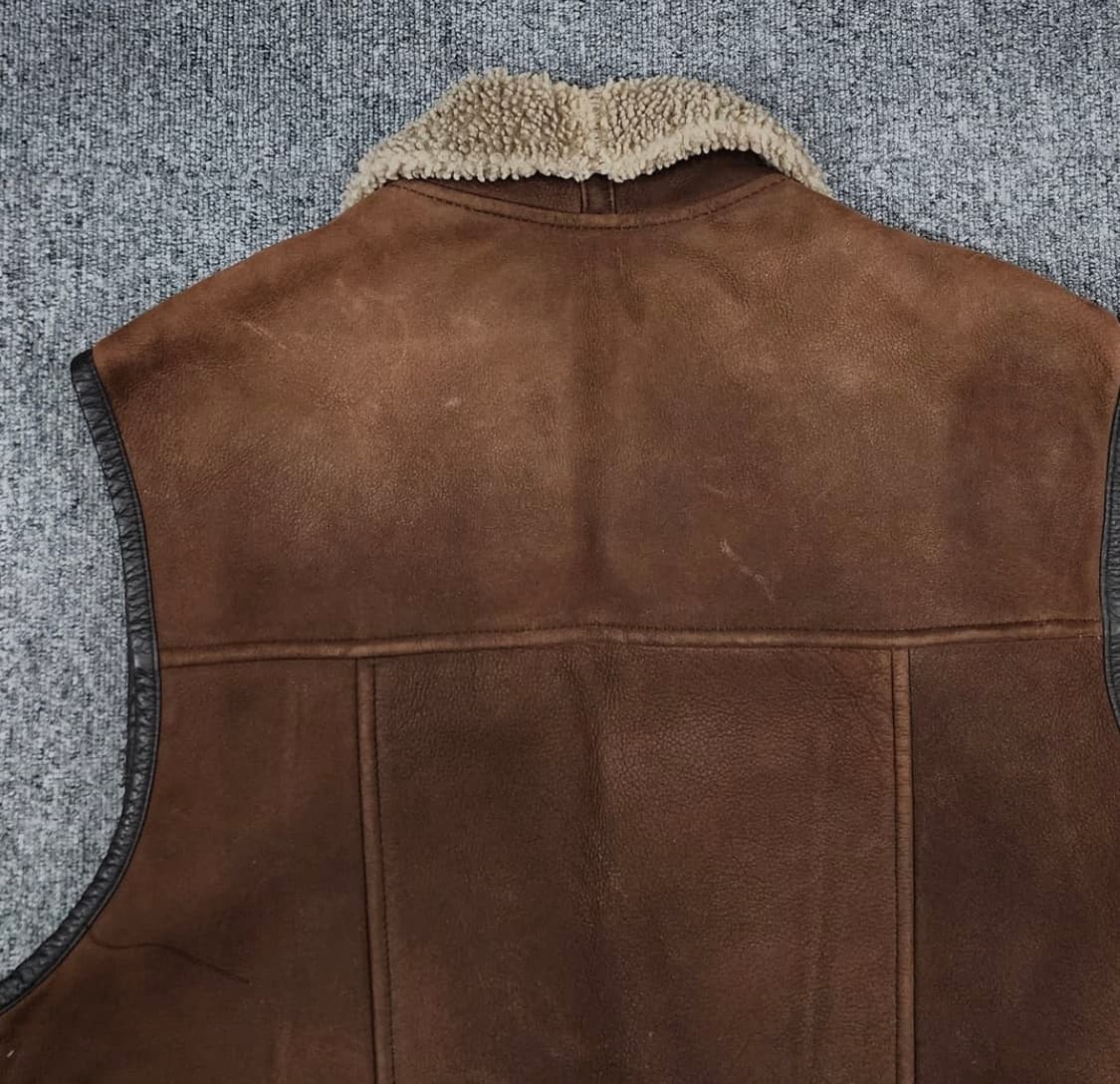 빈티지 루치아노 소프라니 양가죽 양털 세무 조끼 상품이미지3