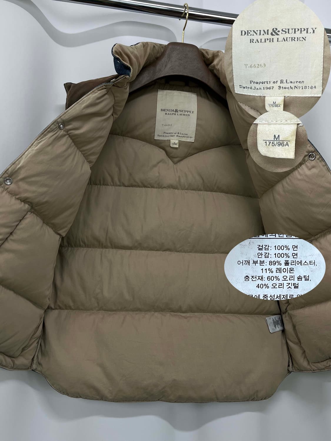 폴로 랄프로렌 인디고 썬더버드 스웨이드 웨스턴 다운베스트 M 상품이미지3