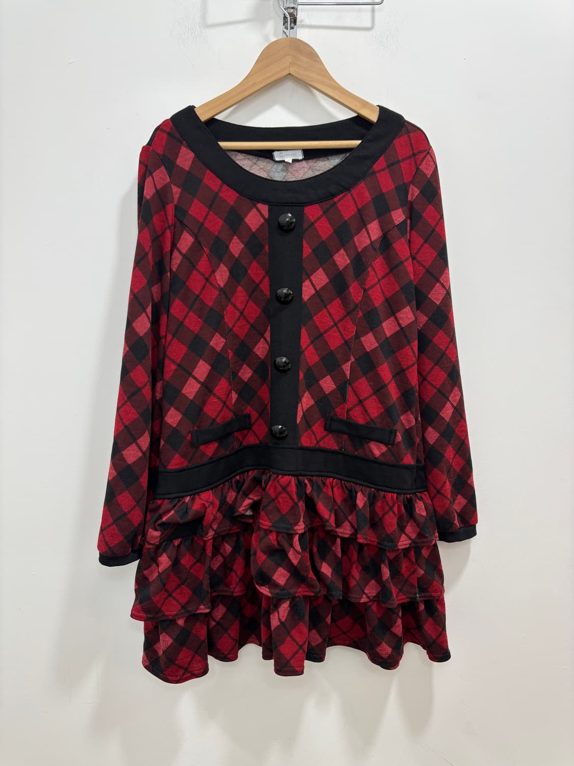 고스 체크 프릴 원피스 레이어드 티셔츠 상품이미지6