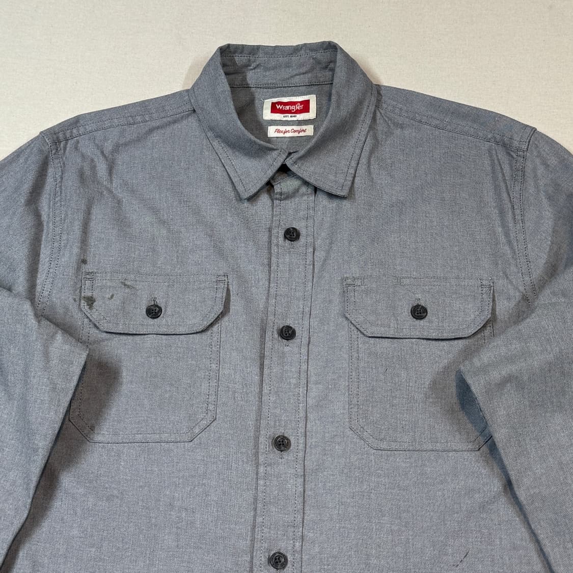 M) Wrangler 랭글러 투포켓 워크웨어 코튼 셔츠 그레이 상품이미지4