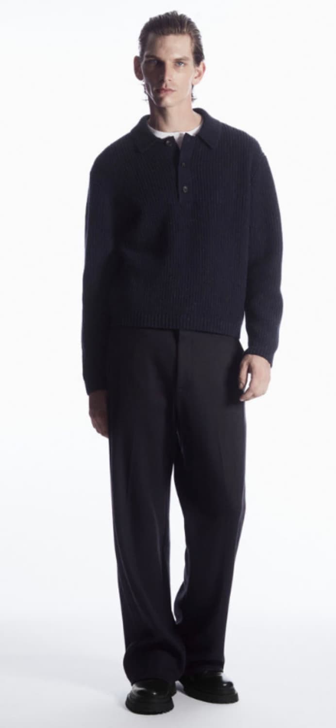 [L] COS 리브드 울 캐시미어 블렌드 폴로 셔츠 상품이미지1