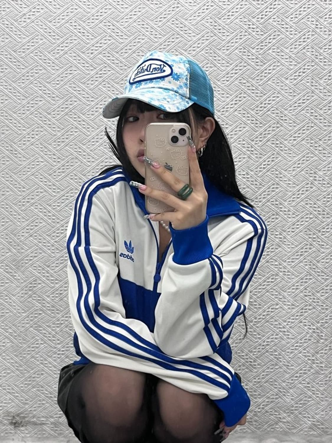 본 더치 빈티지 스트릿 모리 키치 플라워 패턴 볼캡 C12648 상품이미지1