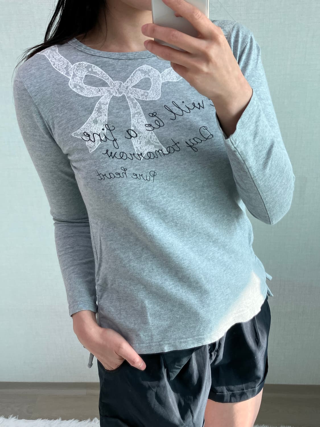 jpn vintage 그레이레터링 셔링 롱 슬리브 y2k 스트릿 갸루 펑 상품이미지5