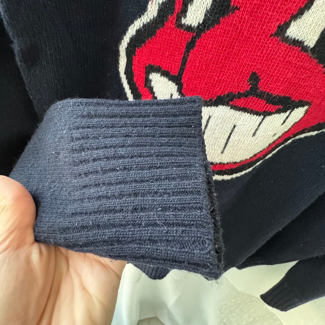 네이비 레드 인디언패턴 울 니트 스웨터 상품이미지7