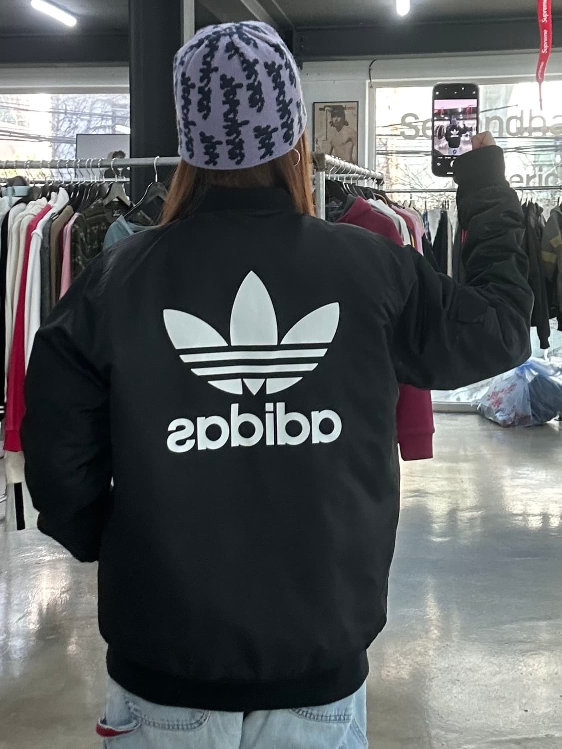 아디다스 리버시블 파이어버드 빅로고 Ma-1 항공점퍼 상품이미지1