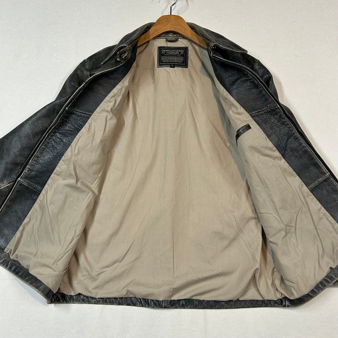L) 지오다노 빈티지 에이징 소가죽 레더 자켓 상품이미지4