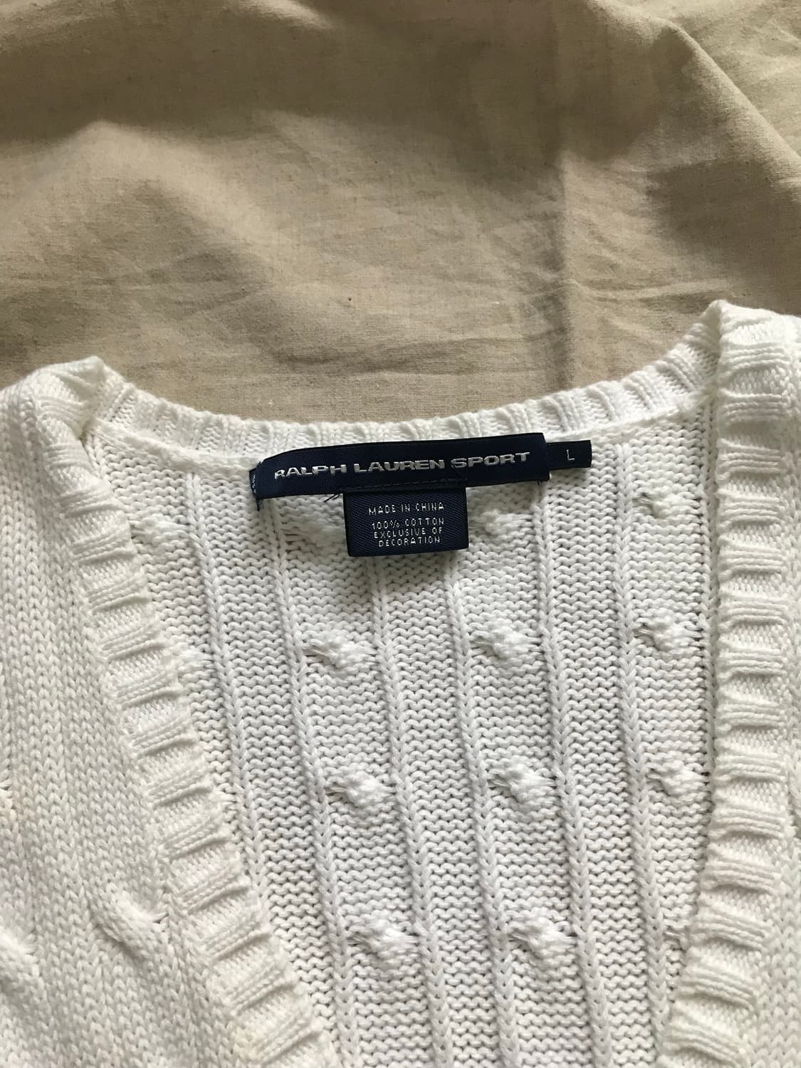 폴로 랄프로렌 포니 로고 화이트 브이넥 케이블 니트 상품이미지7