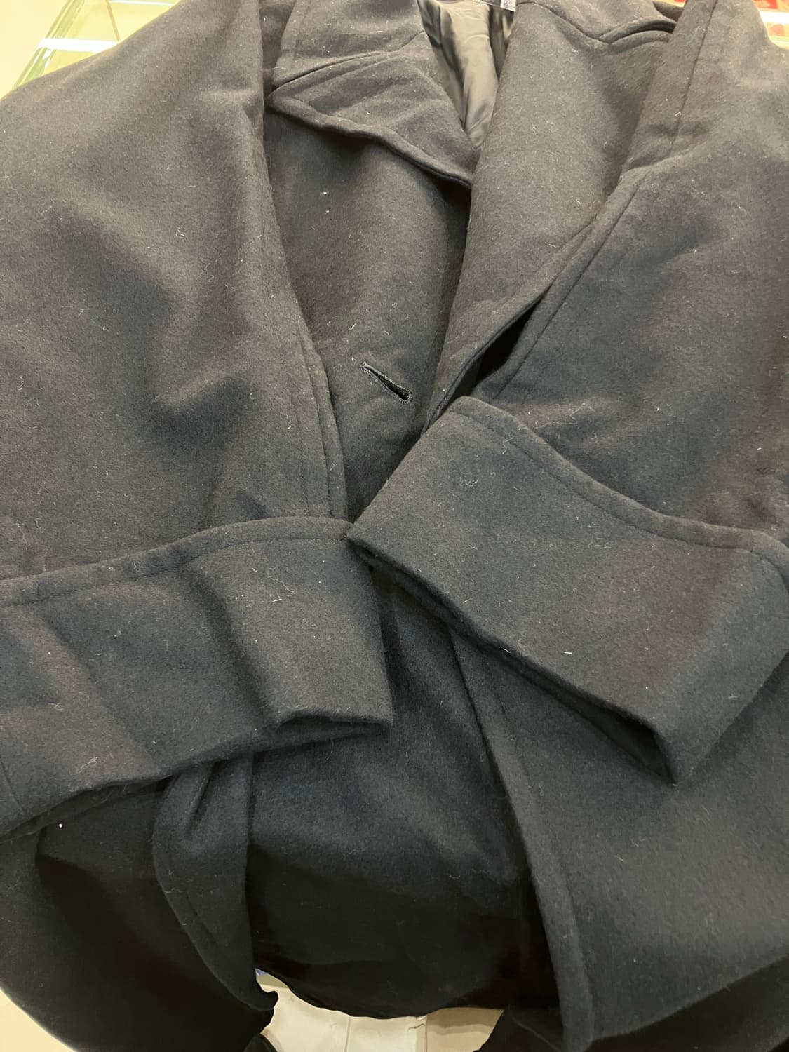 Y’s 요지야마모토 블랙 더블 브레스트 롱코트 상품이미지5