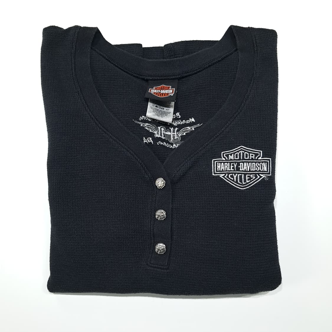 CL758 2XL 할리데이비슨 00s 헨리넥 블랙 니트 티셔츠 상품이미지7