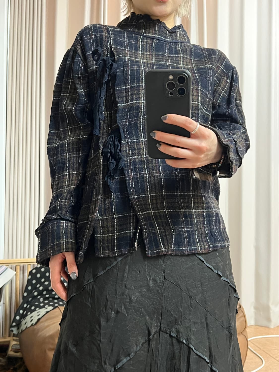 SJSJ 한섬 여성 체크 모직 블라우스  상품이미지1