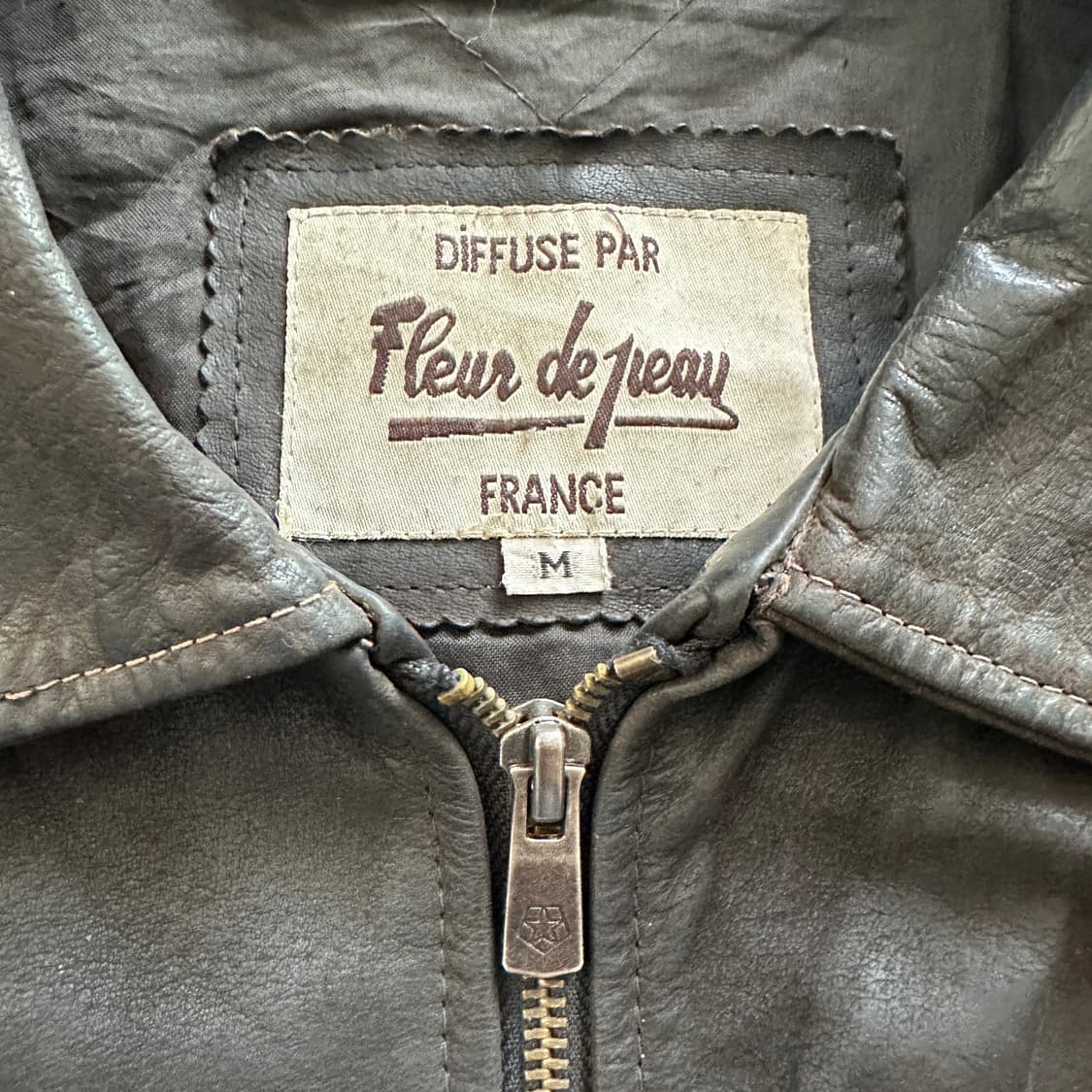 90s 프랑스생산 빈티지 플뢰르드뽀 버팔로 가죽 스포츠 자켓 M 상품이미지5