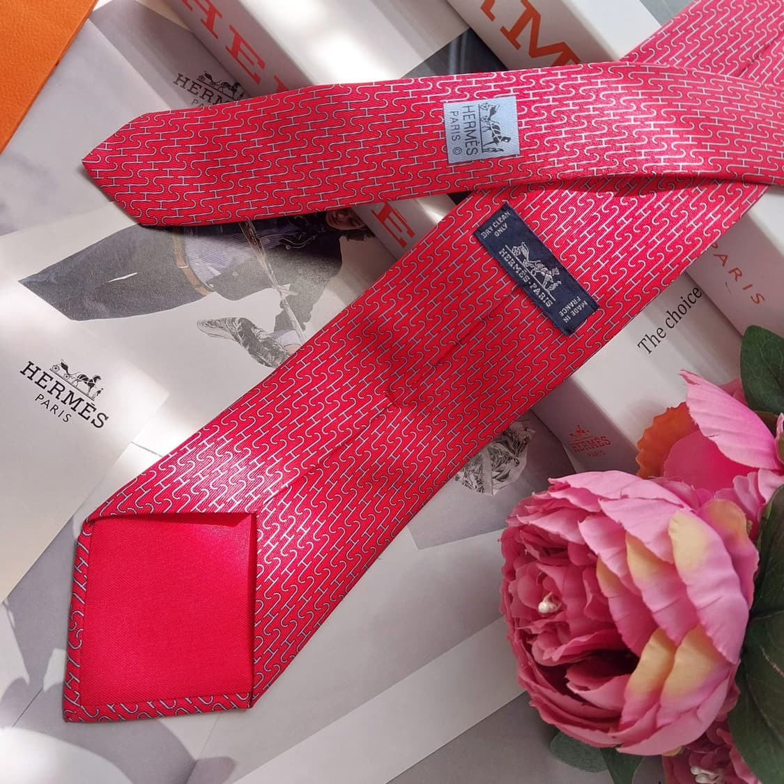 에르메스 실크 진핑크 H모티브 패턴 넥타이 8cm A+등급 K2591
 상품이미지4