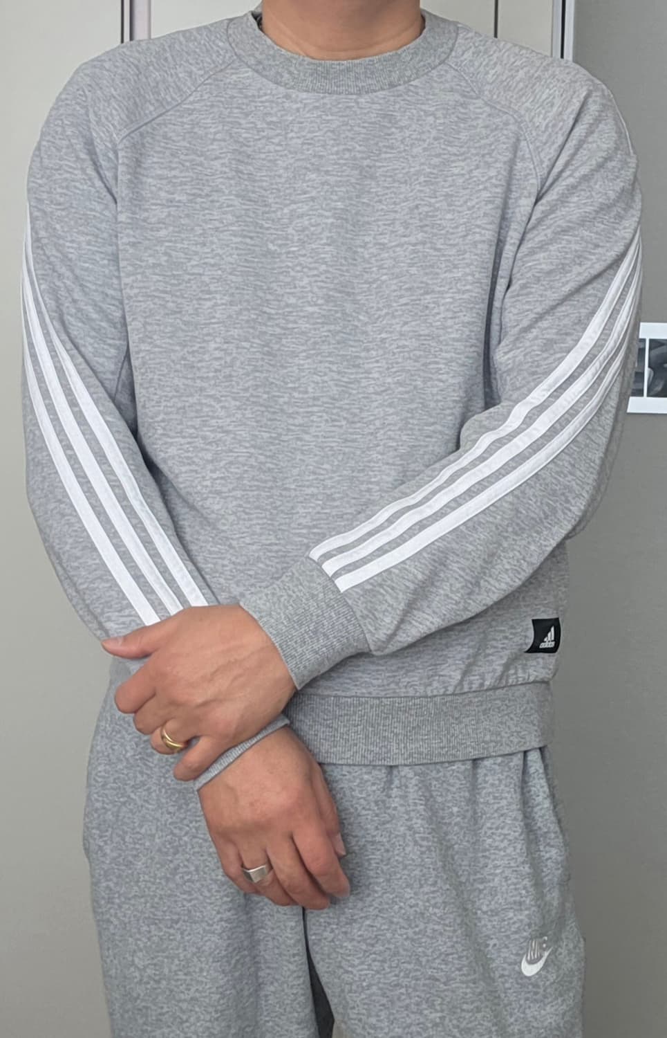 아디다스 삼선 맨투맨 롱슬리브 라운드 셔츠 라이트 그레이(M)100 상품이미지1