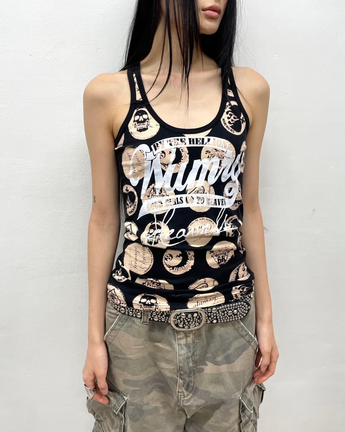 Skull circle punk sleeveless 상품이미지4