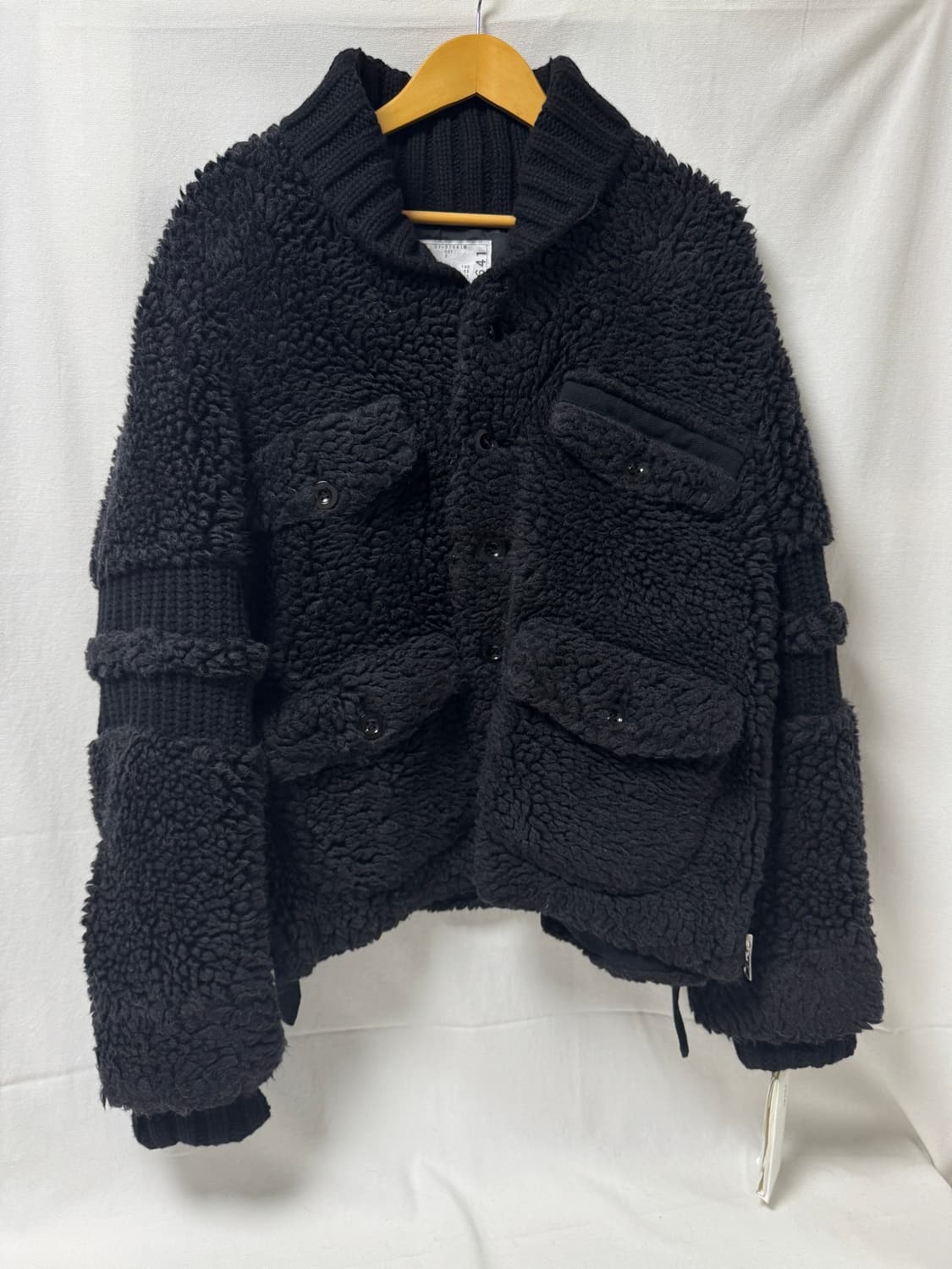 사카이 페이크 쉬어링 리브드 울 바시티 자켓 상품이미지4