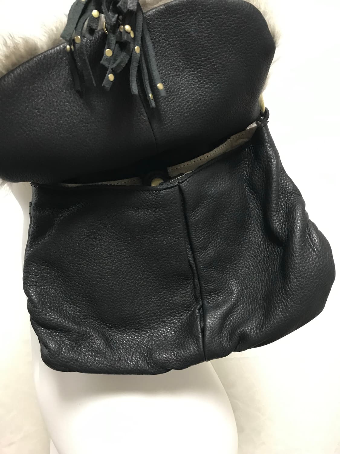 빈티지 갸루 래빗퍼 금장 체인 레더 숄더백 상품이미지3