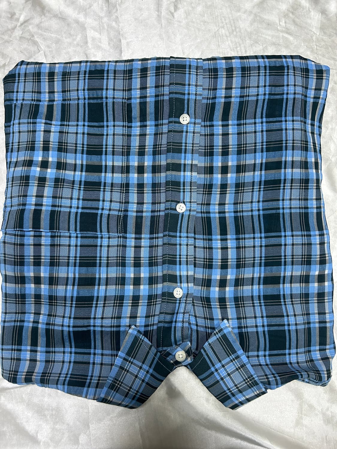 디앤에스알 오버사이즈 체크 셔츠 블루 -S size 상품이미지5