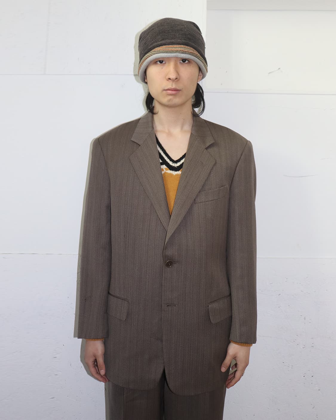 발렌티노 우모 초기 90s 헤링본 수트 셋업 상품이미지2