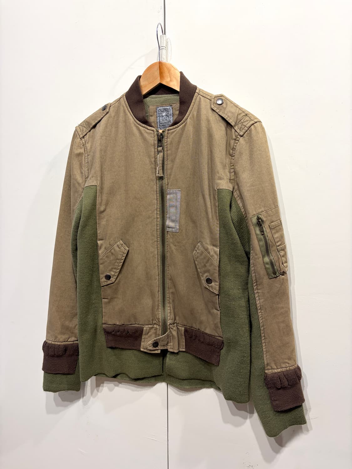 미하라 야스히로 코튼 니트 믹스 레이어드 봄버 자켓 상품이미지2