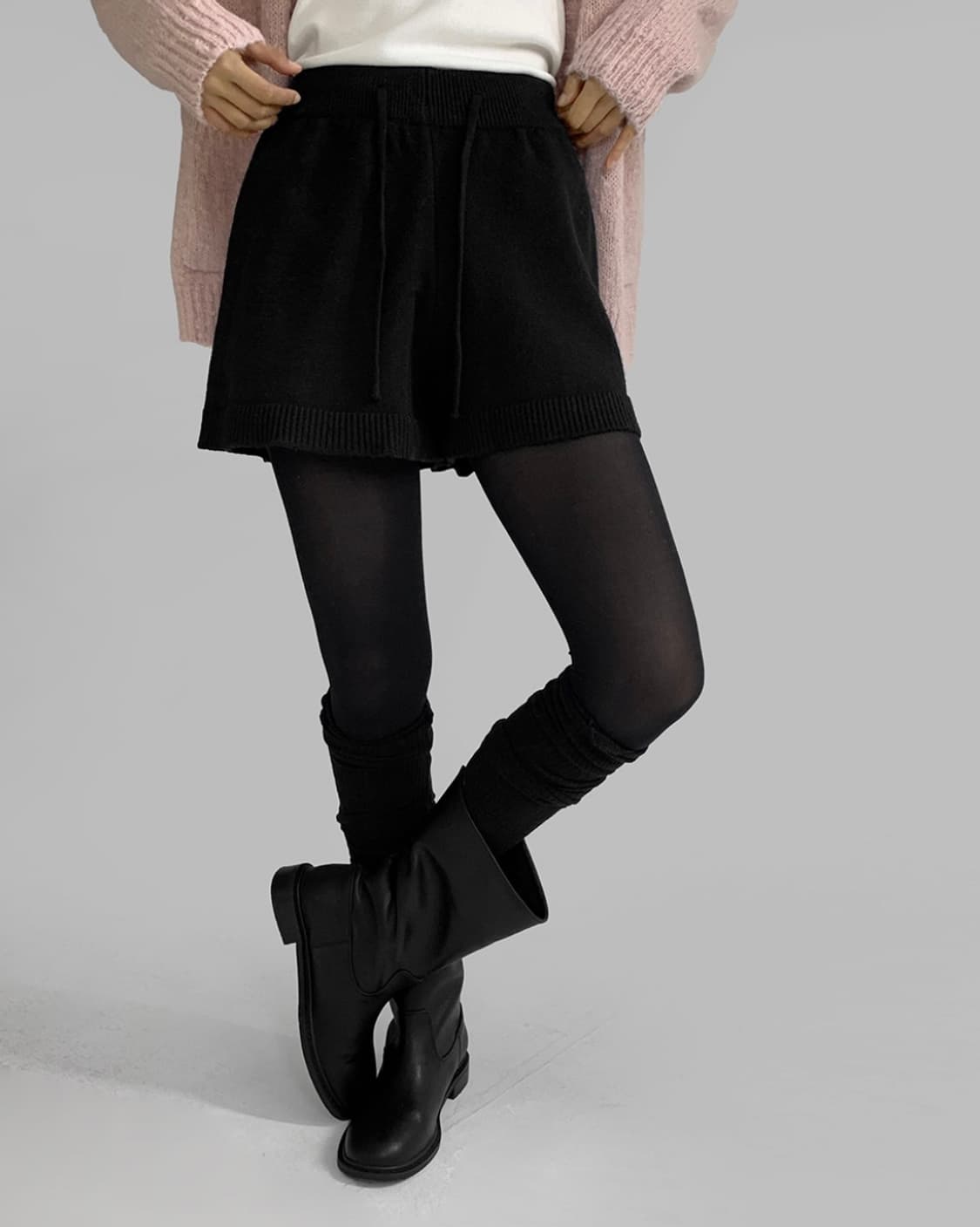 매니크 울 니트 반바지 블랙 상품이미지1