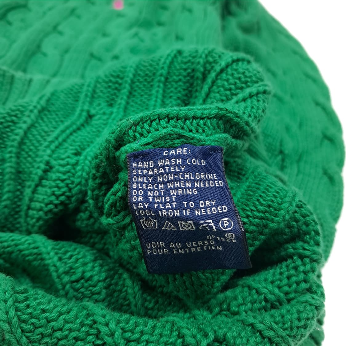 CL022 L 랄프로렌 코튼 케이블 V넥 니트 상품이미지5