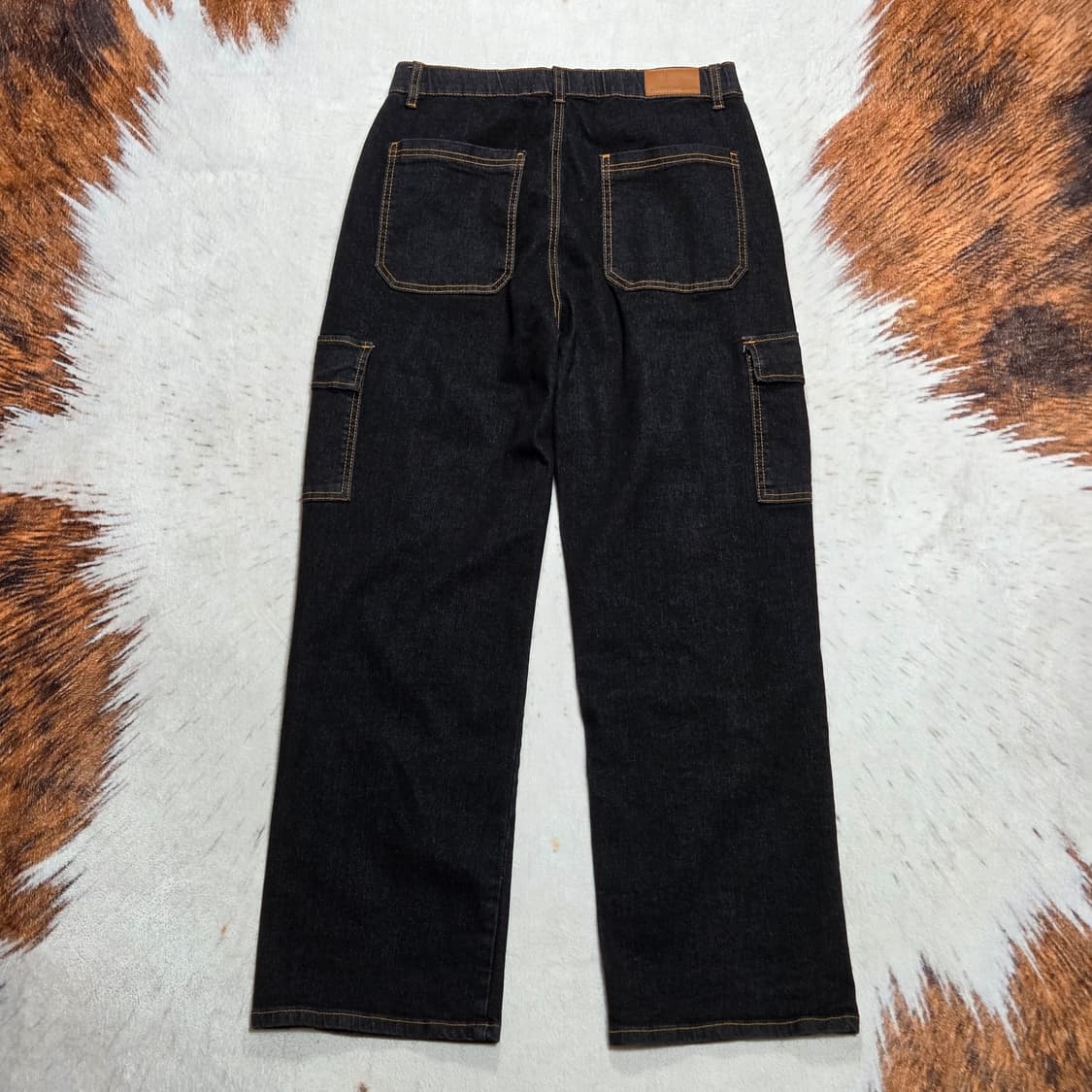 흑청 데님 포켓 카고 와이드 팬츠 상품이미지4