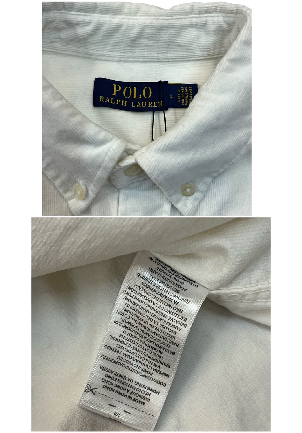 폴로 랄프로렌 코듀로이 셔츠 화이트 L #csz2063 상품이미지4