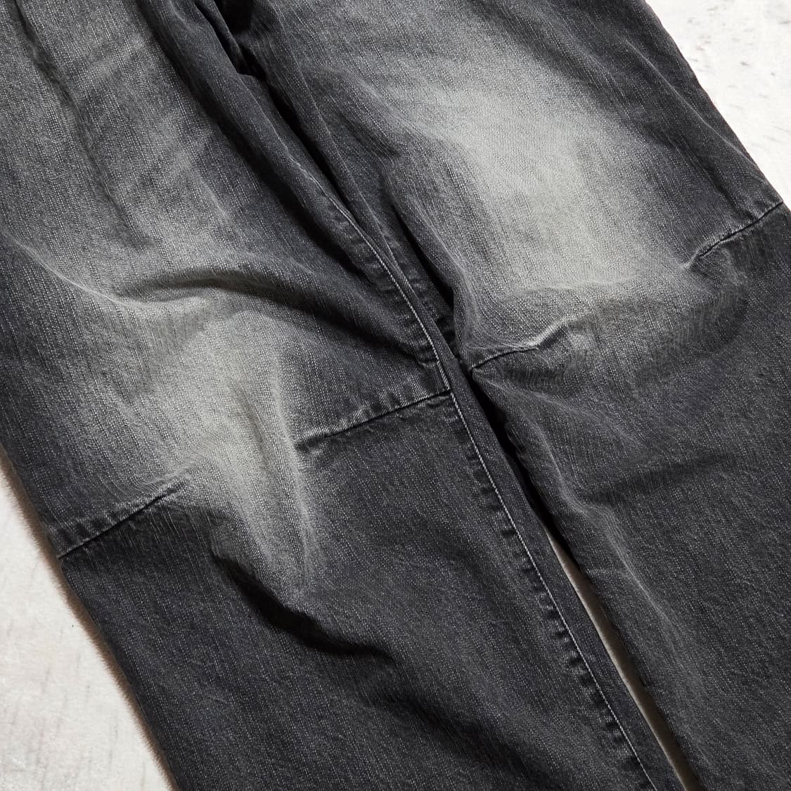 빈티지 흑청 핀턱 워싱 와이드 데님팬츠 상품이미지3