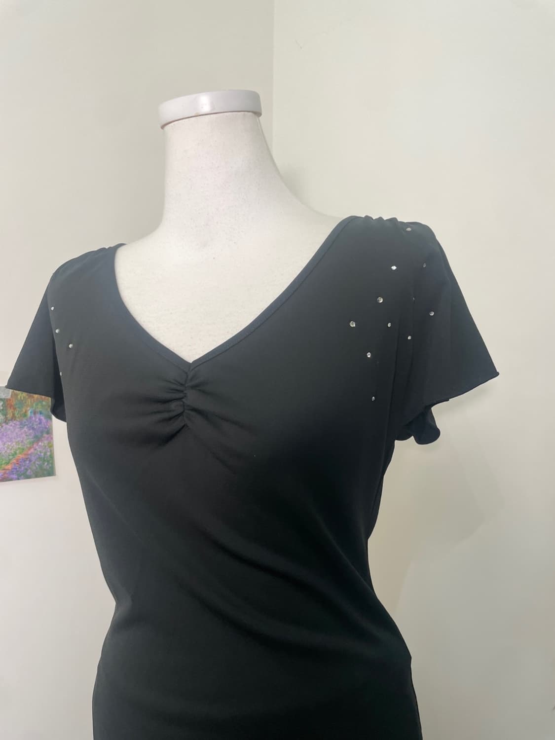 RUE DE B black span shirring cubic top 상품이미지7