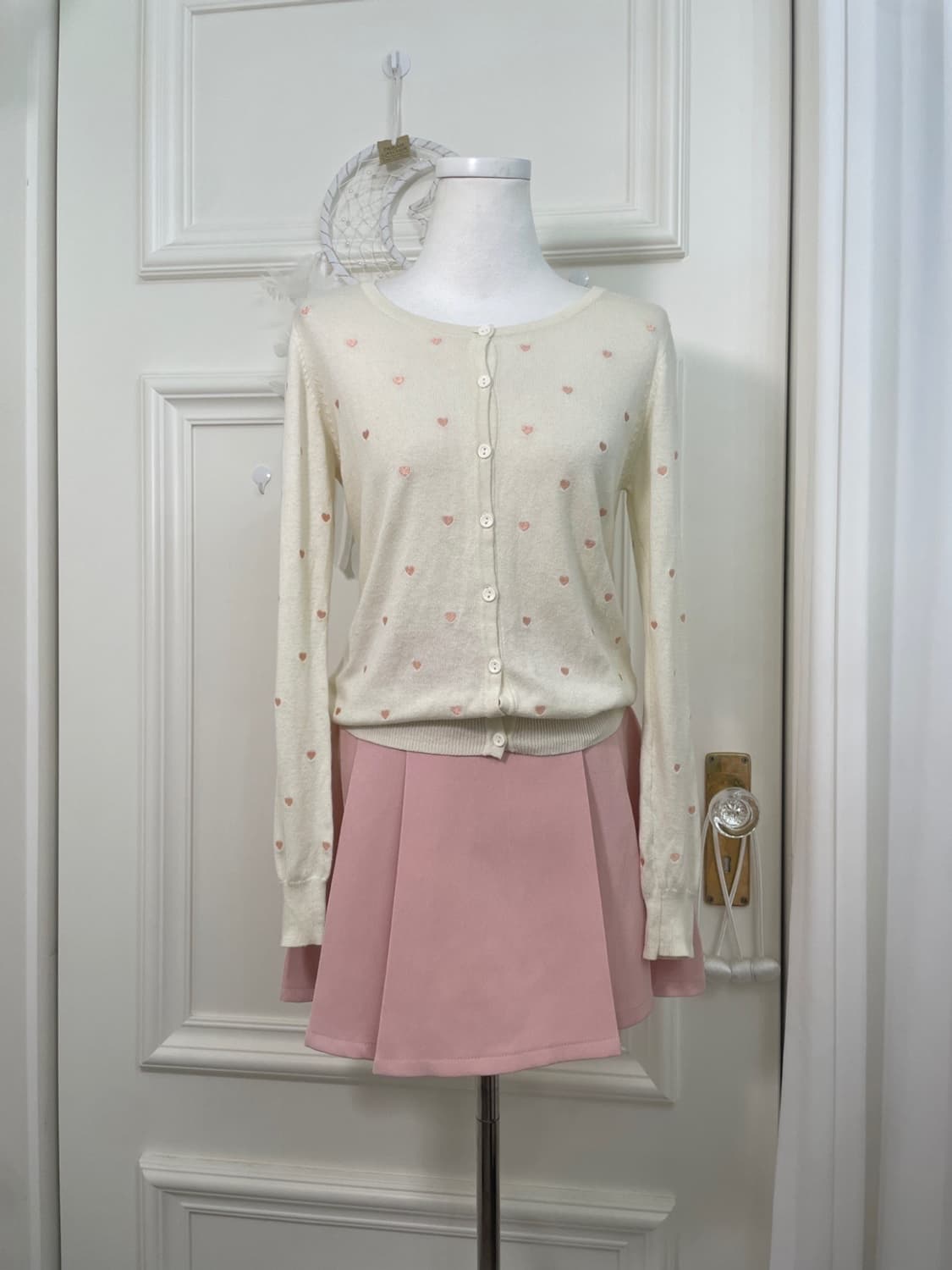 CINEMA CLUB ivory heart embroidery cardi 상품이미지2