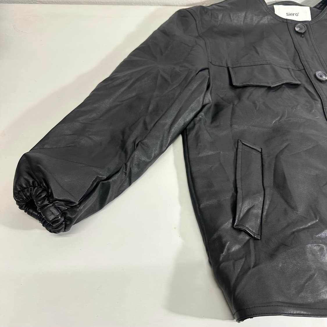 우먼S 시에로 블랙 페이크레더 U넥 가죽자켓 상품이미지3