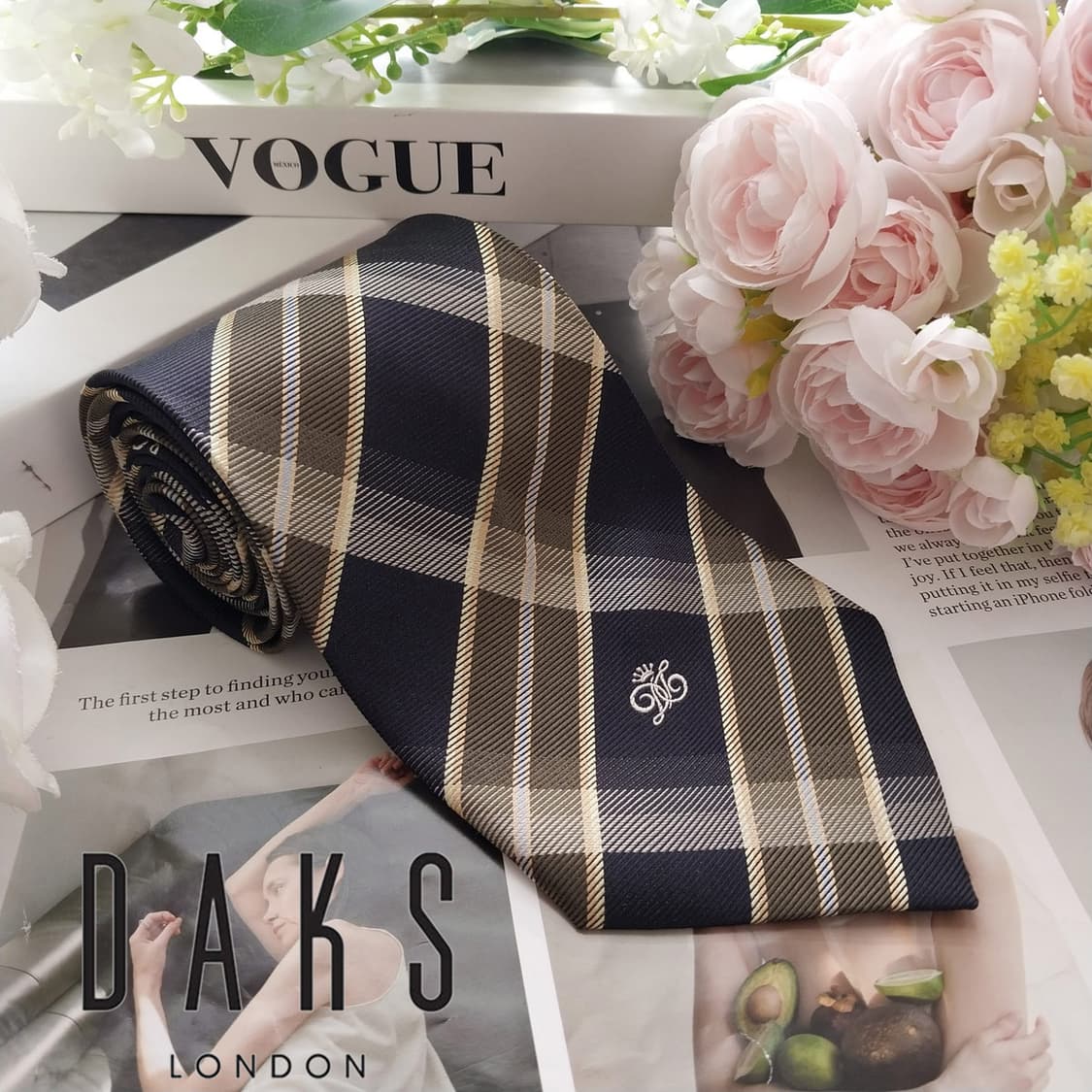 닥스 실크 네이비 체크 넥타이 9.8cm A+등급 K2072 상품이미지1