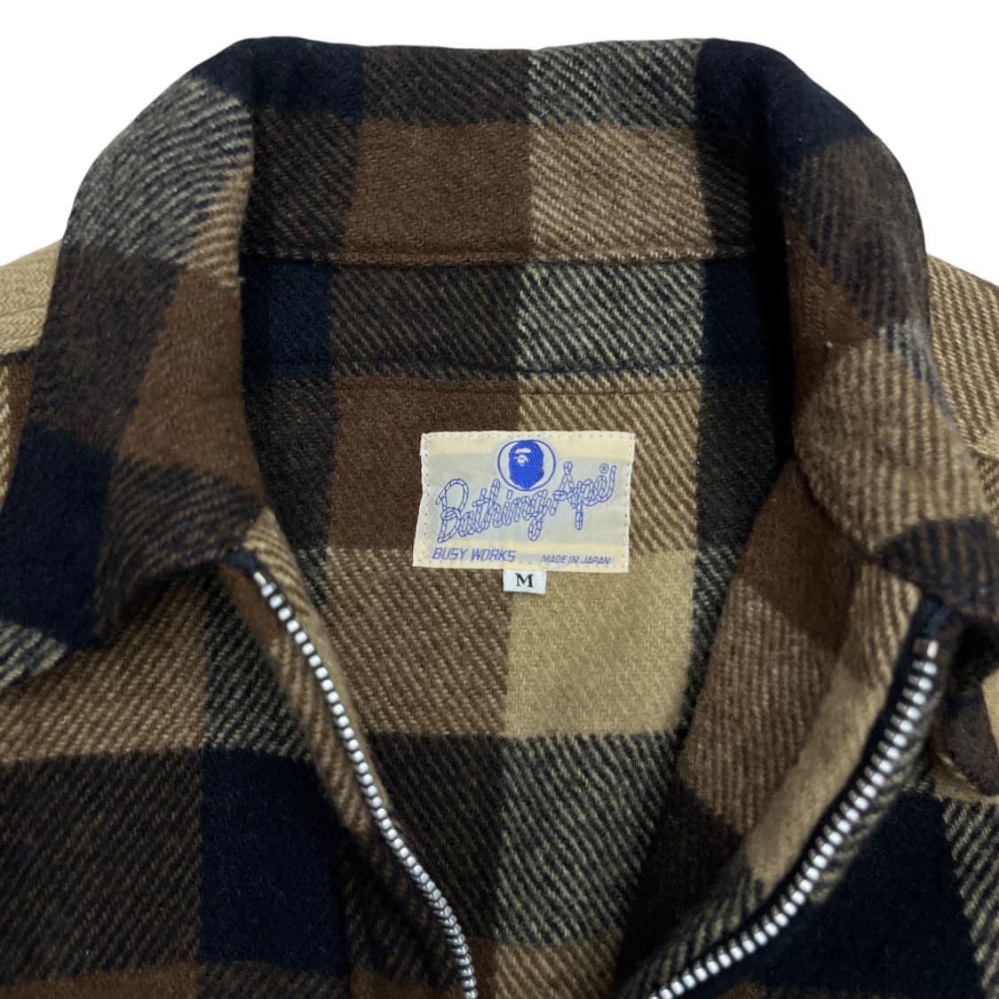 베이프 90s 빈티지 초콜렛 체크패턴 반집업 울셔츠 M 상품이미지6