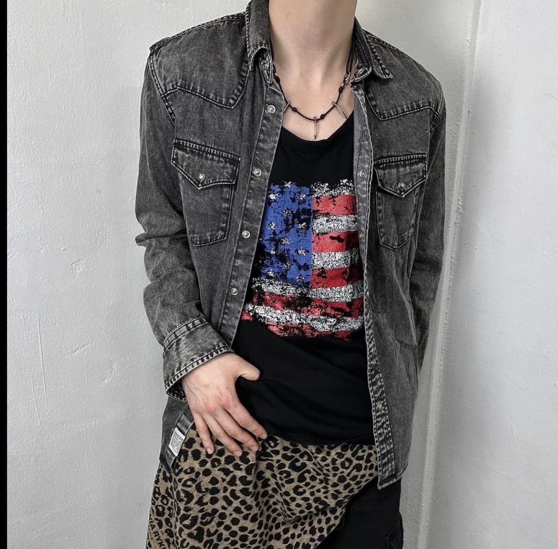 washing gray western shirts 상품이미지2