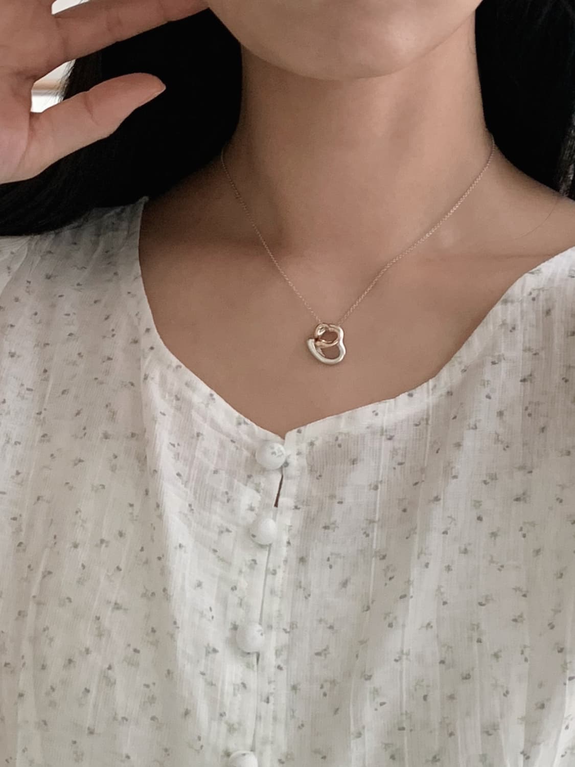 [ 티파니앤코 ]  오픈 하트 18k 로즈 골드 실버925 콤비 목걸이 상품이미지10