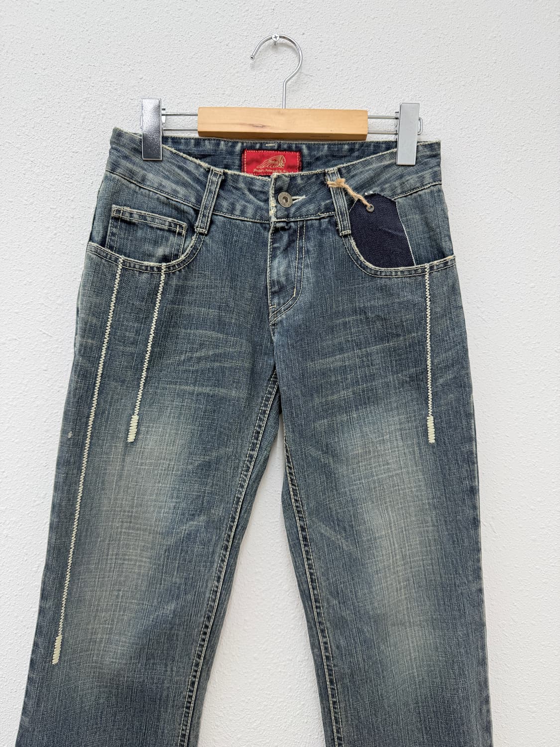 빈티지 Indian Motorcycle 로우라이즈 워싱 데님 팬츠 상품이미지2