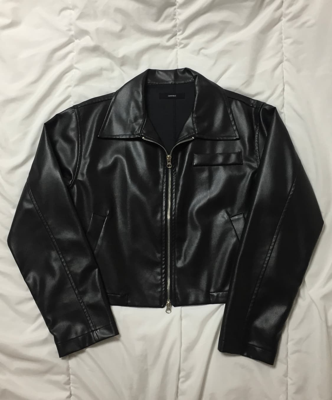 크롭 가죽 레더자켓 상품이미지1