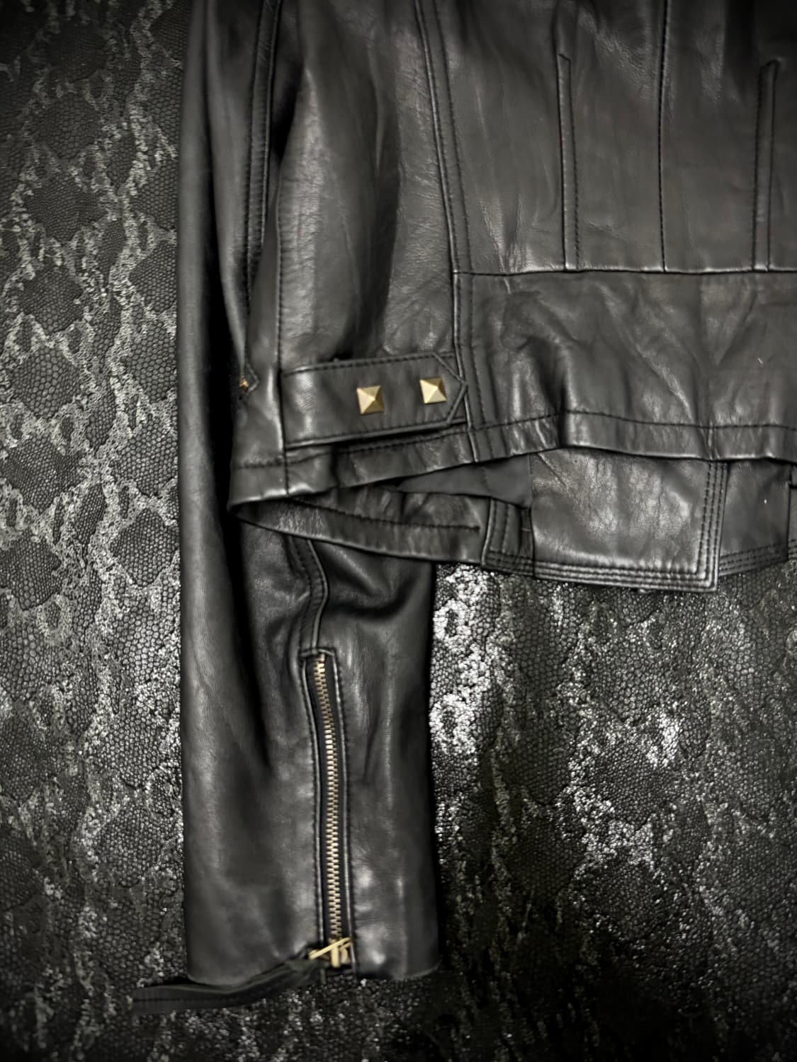 “Vintage” Chic Mood Stud Leather Jacket 상품이미지7