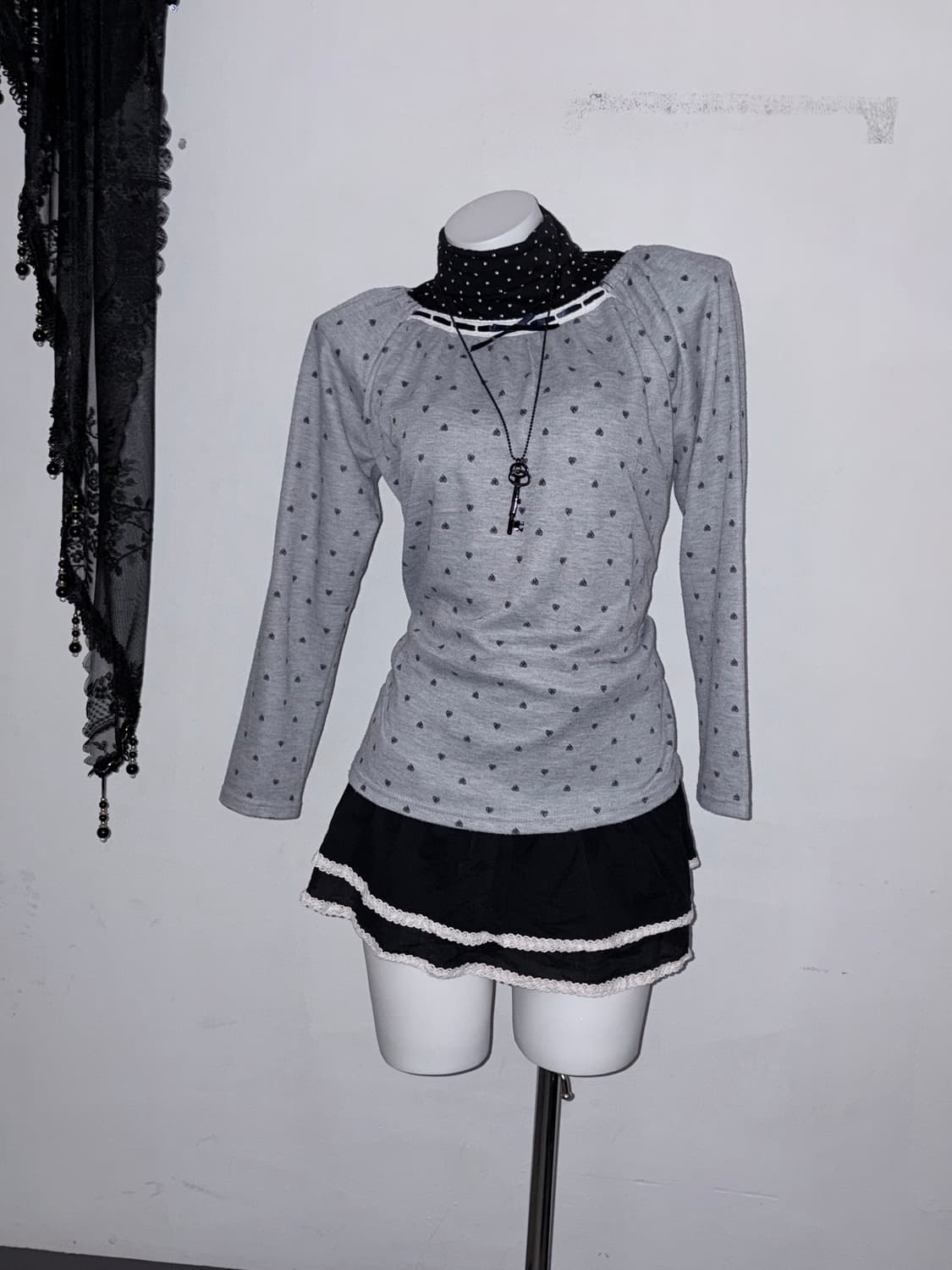 땡땡이 무채색 3pcs 공겜여주 무채색갸루 키치 갸루 러블리 로걀 상품이미지3