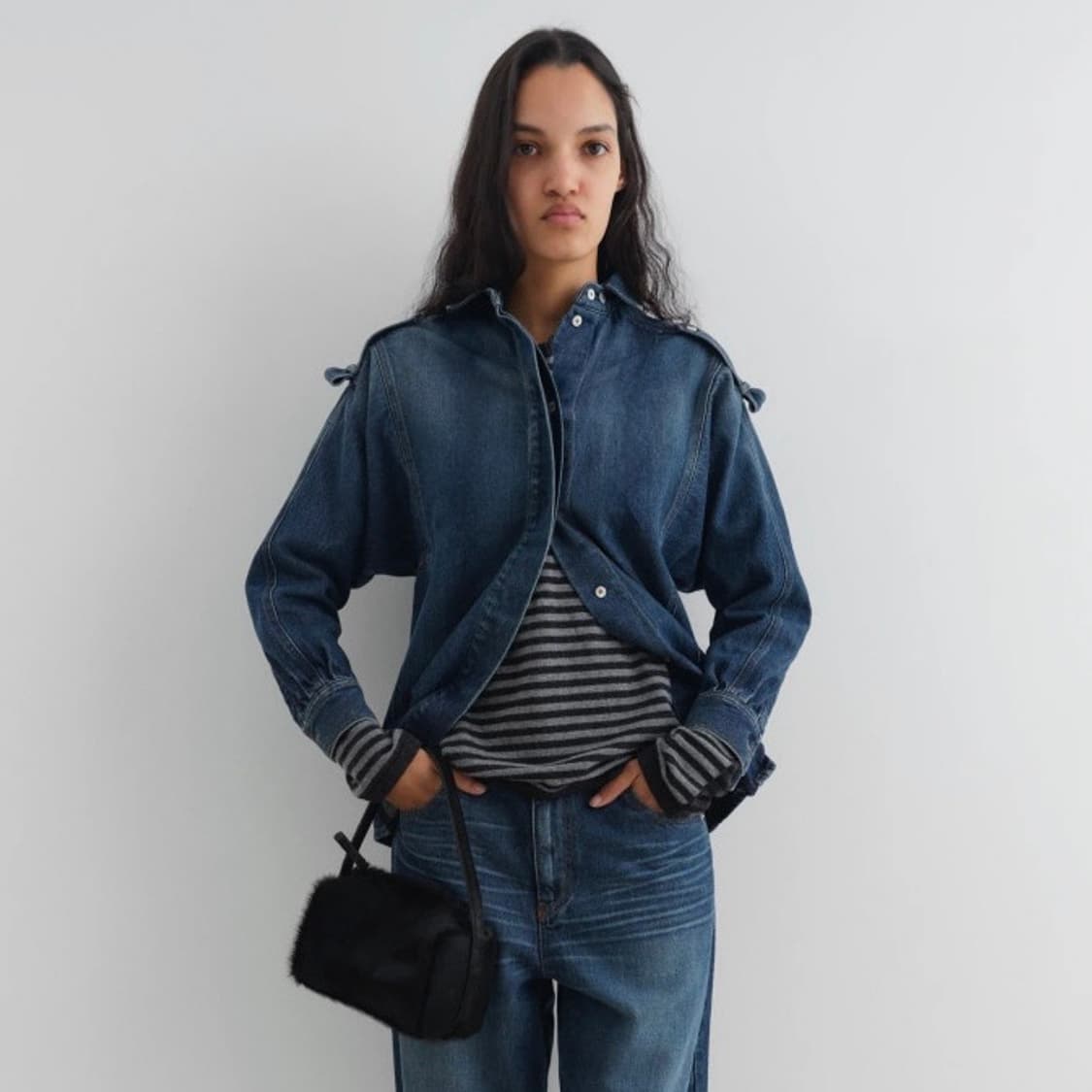 [S]기마구아스 Ruffle 데님 셔츠 상품이미지1