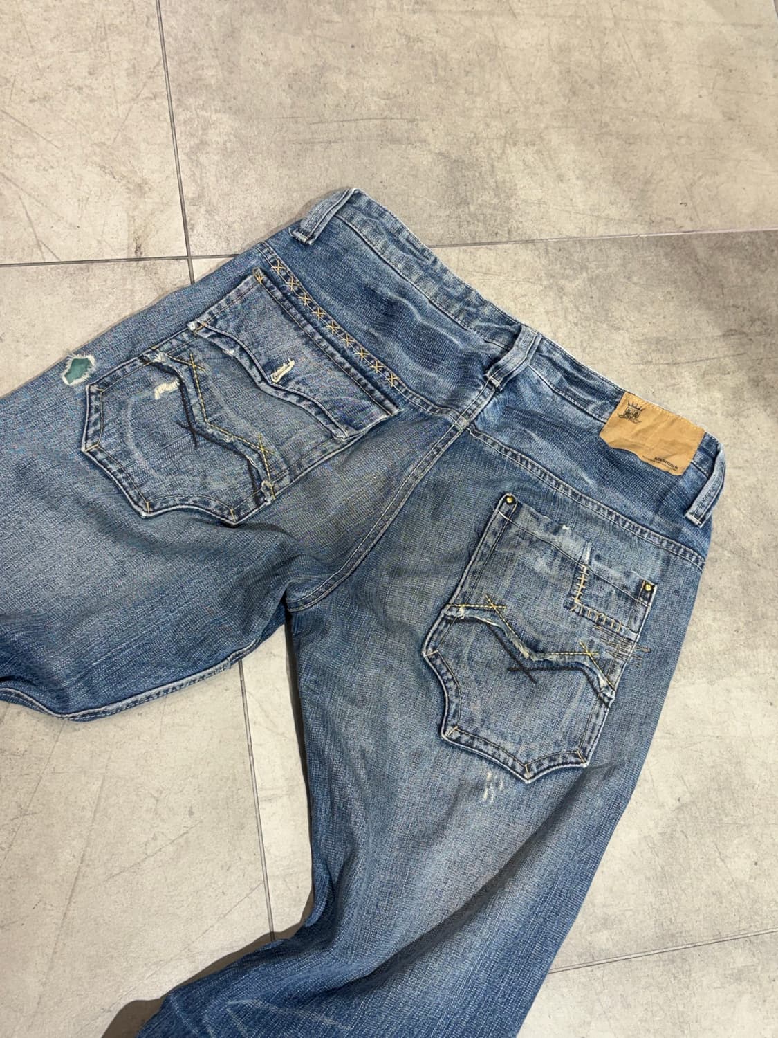 Kissmark 데미지 워싱 데님 팬츠 바지 상품이미지9