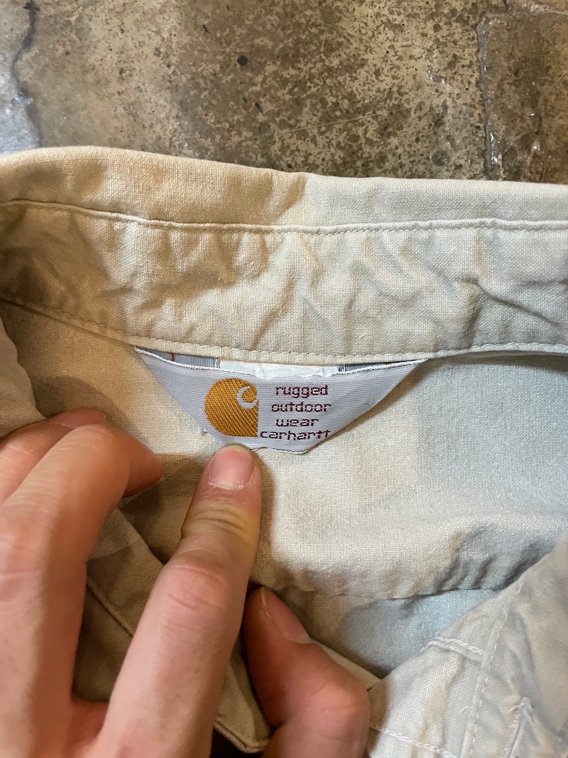 칼하트 레더 패치 워크 셔츠 연베이지 상품이미지5