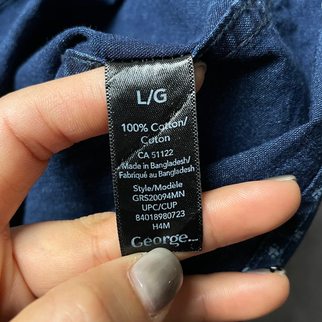 GEORGE 조지 빈티지 네이비 코튼 데님 반팔 셔츠 A00790 상품이미지10